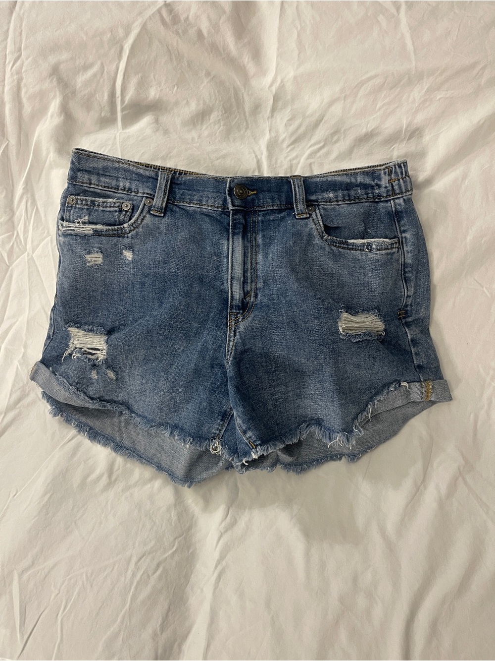 Denim Distressed Women's Shorts - Blue